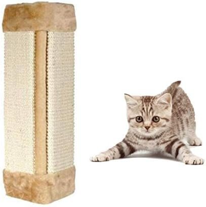 Wall Mounted Scratching Post, 20inch Hanging Natural Sisal Cat Scratching Mat, Door Wall Protecting Corner with Wall Fixings (Khaki)